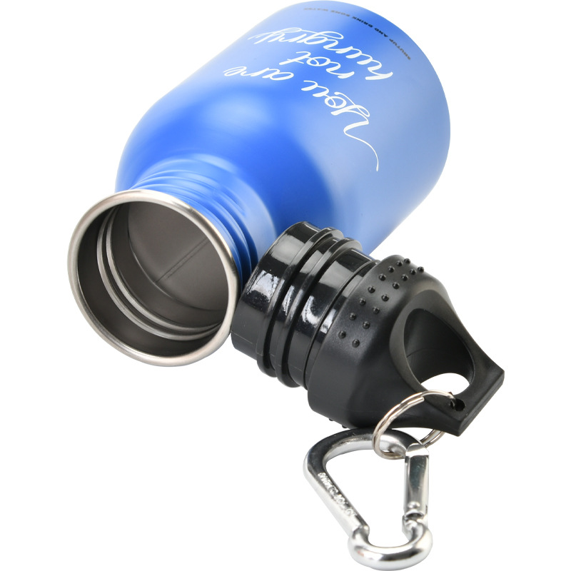 European and American outdoor hiking keychain sport 304 stainless steel water bottle 350ml hand lid with straw water cup