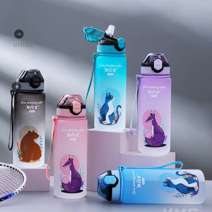 colorful plastic water cup gradient cup high face value can hold outdoor sports bottle capacity 1000ml