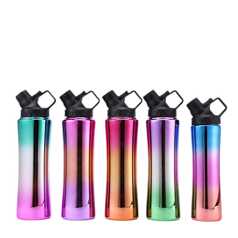 Oblique Mouth Direct Drinking Slim Shape Sports Water Bottle Cycling Plastic Cup Electroplating  Insulation Cup Matte Outdoor