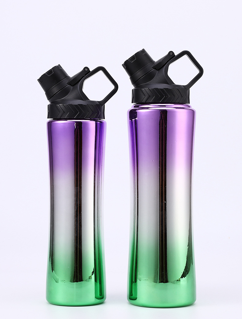 Oblique Mouth Direct Drinking Slim Shape Sports Water Bottle Cycling Plastic Cup Electroplating  Insulation Cup Matte Outdoor