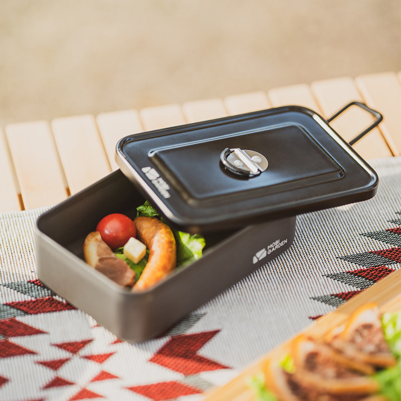 Climbing Aluminum Alloy Single Person Rice Lunchbox Outdoor Camping Bento Box Picnic Lightweight Lunch Box Foldable With Handle With Flip