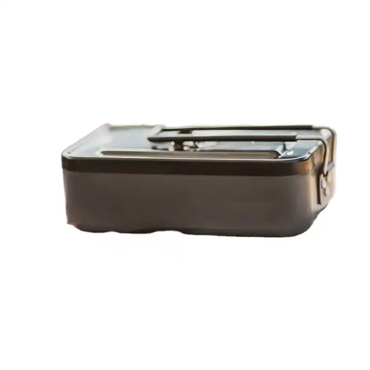 Climbing Aluminum Alloy Single Person Rice Lunchbox Outdoor Camping Bento Box Picnic Lightweight Lunch Box Foldable With Handle With Flip