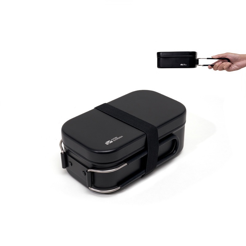 Lightweight Durable Heat Preservation Leakproof Camping Lunchbox Rectangular Lunch Boxes Wild Aluminum Alloy Foldable With Handle Portable Picnic Tableware