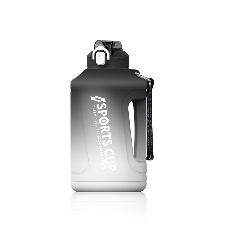 Hiking Tour Explosion Large Capacity Gradient Coloring Straw Plastic Hot Water Resistant High Temperature Water Bottle