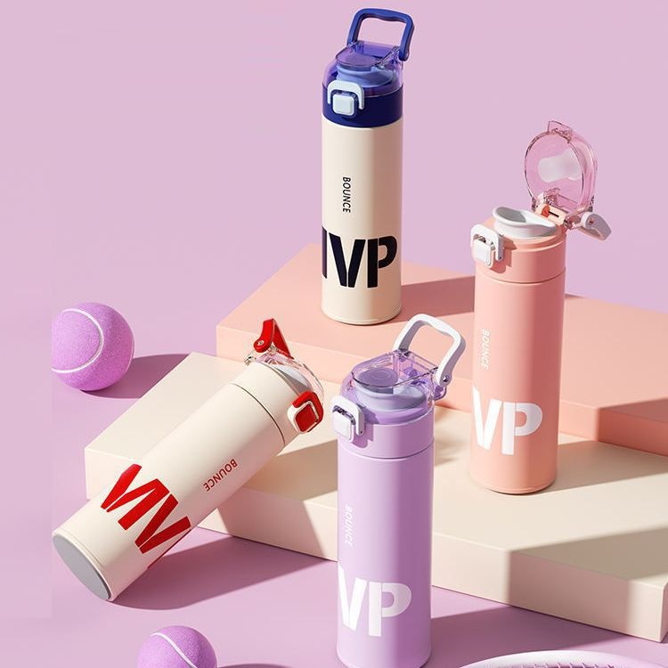 High Value Bounce Cup 316 Food Grade Insulation Portable Student Couple Sports Water Cup Bottle