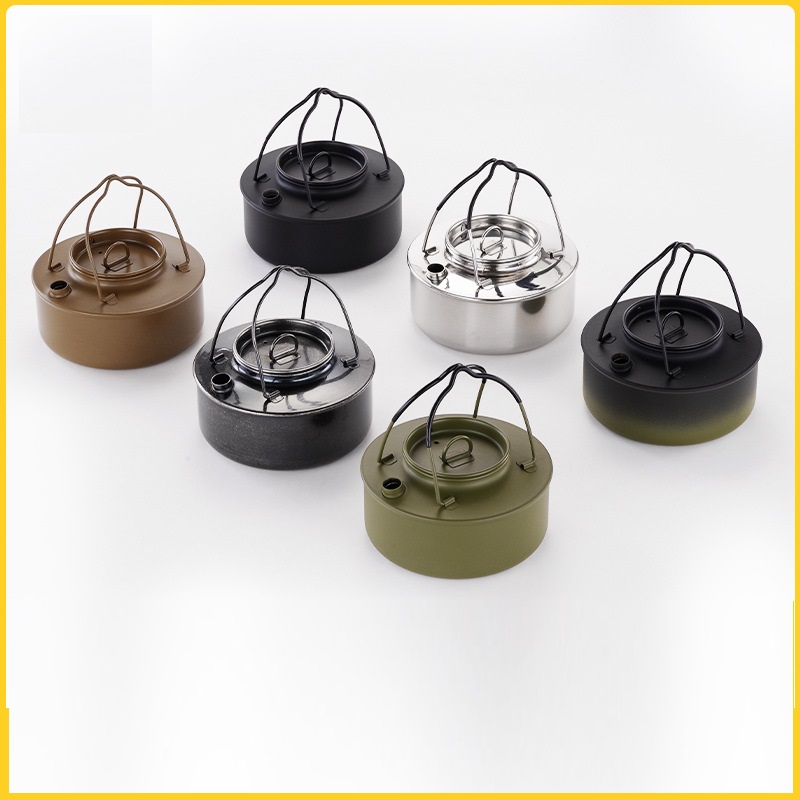 Stainless Steel Camping Pot Kettle 0.9L Portable Outdoor Open Air Water Booth Boil Water Tea kettle