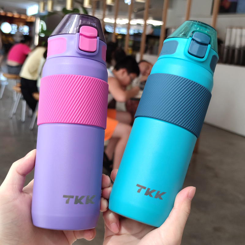 Thermal Insulation 316 Stainless Steel Outdoor Sports Portrayal Silicone Straw Bottle