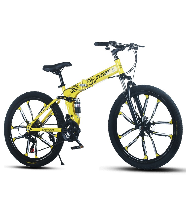 Front Rear Shock Absorption Mountain Bike 26 Inch Bicycle 21 Speed Foldable Integrated Wheel Race Bike