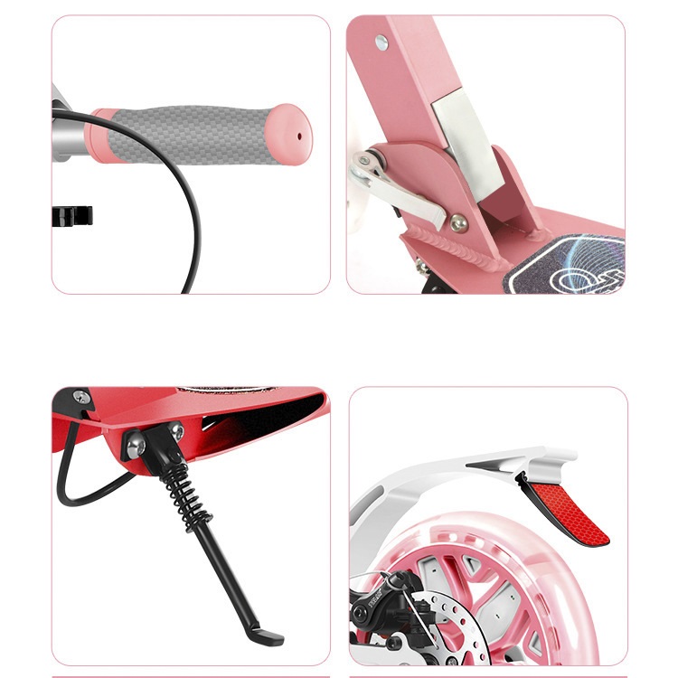 Pedelec Pink Factory Direct Adult Two Wheel Scooter With HandBrake Foldable Aluminum Alloy Disc Brake Scooter