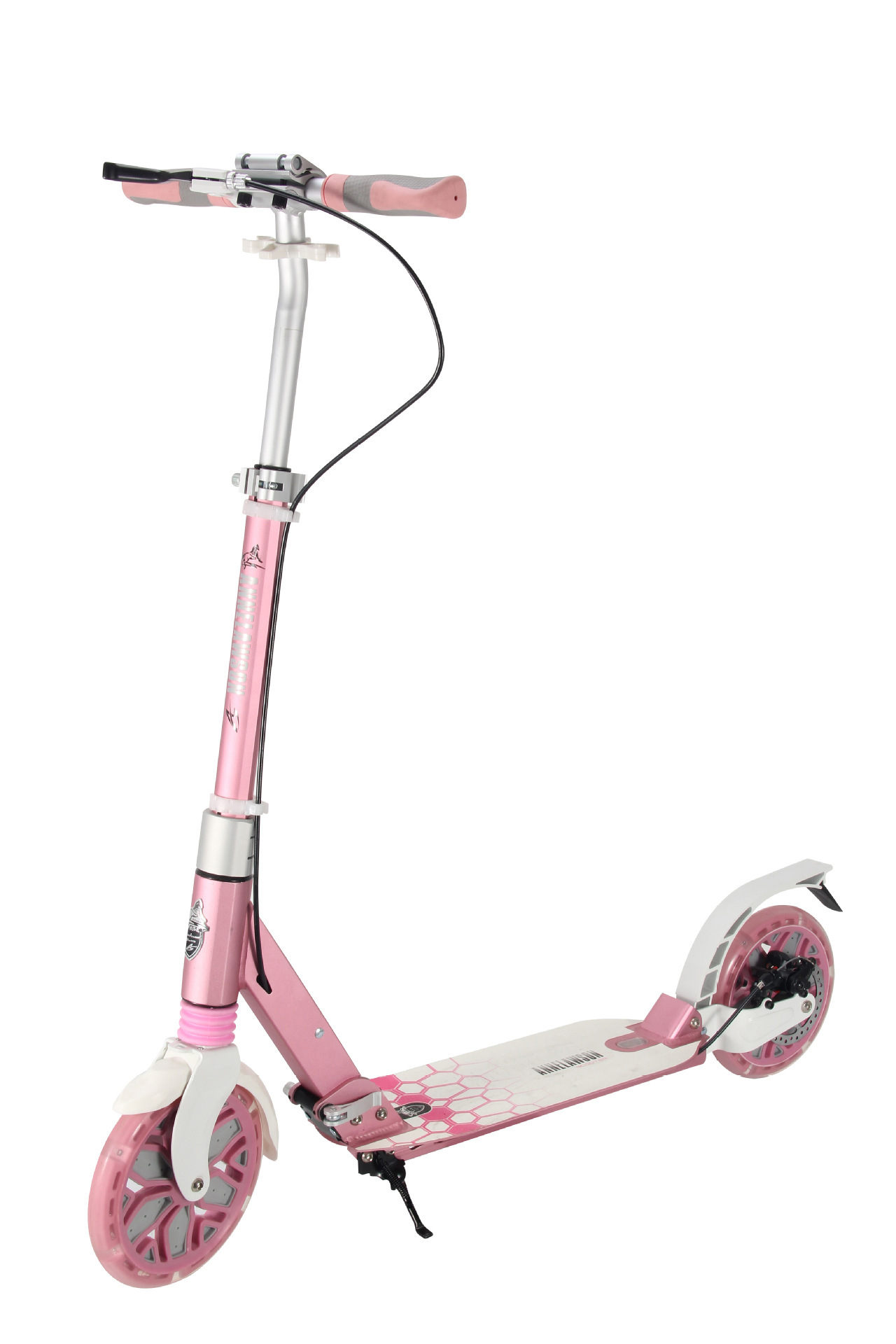 Large Two Wheels Adult Kick Scooter With Flash Wheel Aluminum Alloy Foldable Portable Scooter With HandBrake