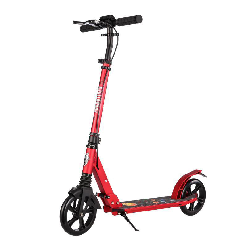 Adjustable Height Handlebars  Aluminum Two Wheeled Adult Scooter Children Teenagers Double Shock Absorption Foldable Scooter With Handbrake