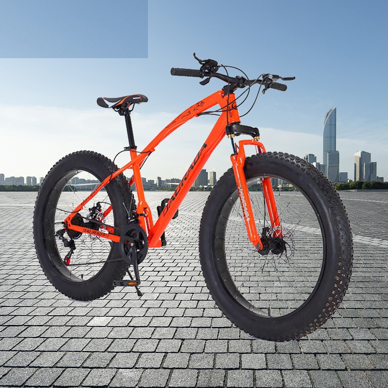 High Carbon Steel Double Disc Brakes Speed Off Road 4.0 Wide Tires Beach Mountain Bike