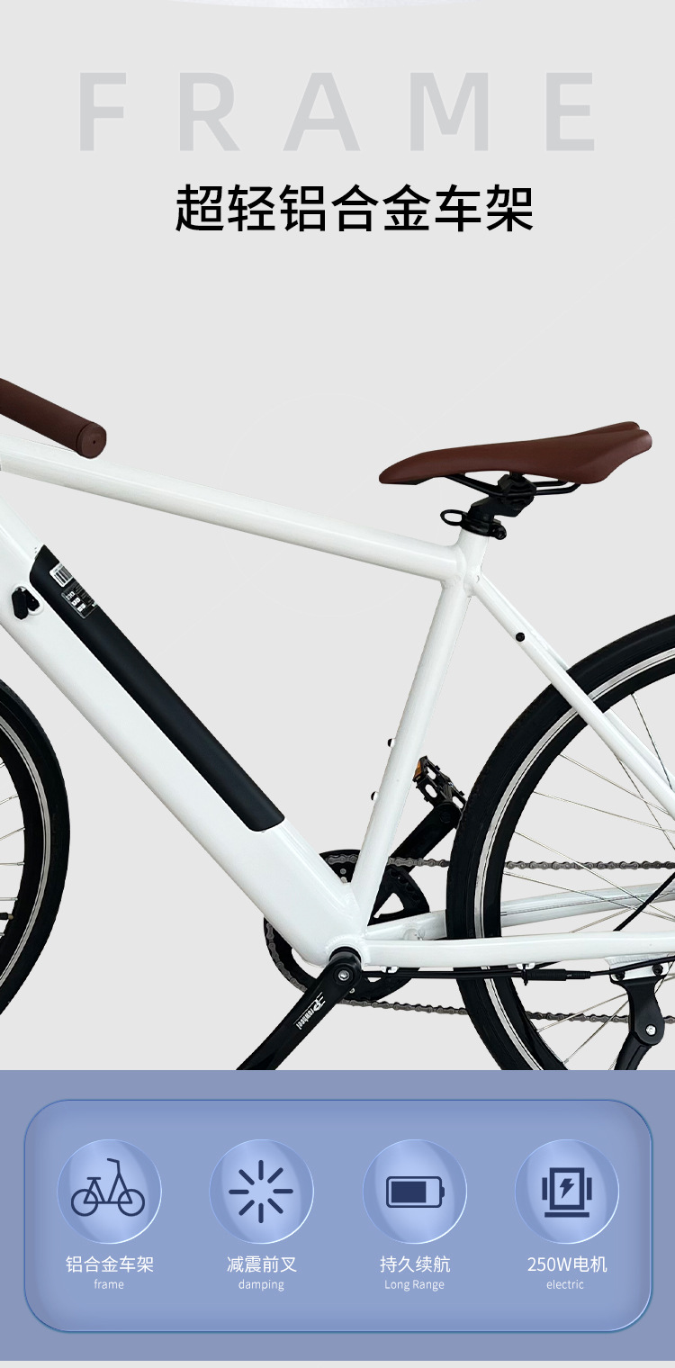 Aluminum Alloy Electric Bicycle Power Assisted Anti Slip Double Disc Brake Finger Shift Electric Mountain Bike With Large Capacity Battery