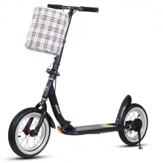 Youth Adult Foldable Two Wheel College Student Campus Kick Scooter With Handbrake Scooter With Adjustable Height for Kids and Teenagers With Basket