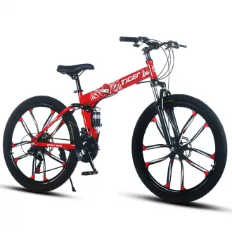 Front Rear Shock Absorption Mountain Bike 26 Inch Bicycle 21 Speed Foldable Integrated Wheel Race Bike