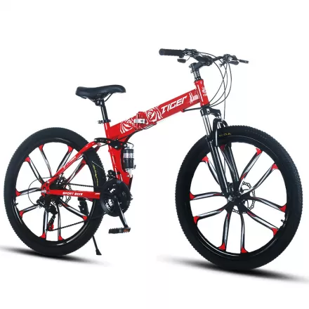 Portable Color Options Front Rear Shock Absorption Mountain Bike 26 Inch Bicycle 21 Speed Foldable Integrated Wheel Race Bike