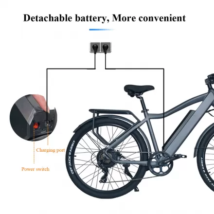 26 Inch  Electric Snow Mountain City Bike Beach Electric Power Assist Bicycle With Integrated Wheel  With Removable Battery