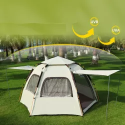 Portable Foldable Outdoor Camping Beach Fully Automatic Quick Open Hexagonal Tent Rainproof Sunscreen Tent