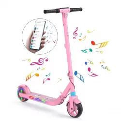 Children Foldable Electric Scooter Multifunctional With Bluetooth Music Colorful Lights Front Shock Absorption Digital Instrument