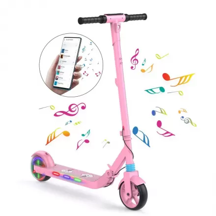 Children Foldable Electric Scooter Multifunctional With Bluetooth Music Colorful Lights Front Shock Absorption Digital Instrument