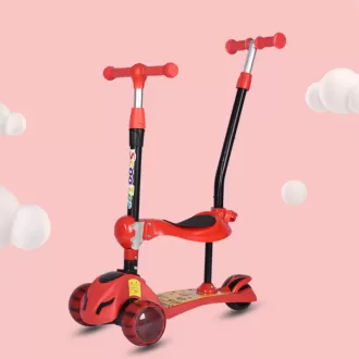 Three Wheel Children Rechargeable Foldable Enlarged Multifunctional 3 In 1 Baby Scooter With Pushrod Handbar