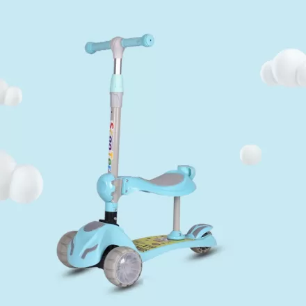 Three Wheel Children Rechargeable Foldable Enlarged Multifunctional 3 In 1 Baby Scooter With Pushrod Handbar