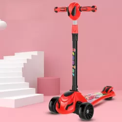 Three Wheel Children Baby Foldable Scooter Music 3-6-12 Years Old Step Single Foot Slide Kick Scooter