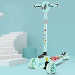 Three Wheel Children Baby Foldable Scooter Music 3-6-12 Years Old Step Single Foot Slide Kick Scooter