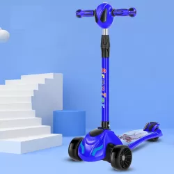 Three Wheel Children Baby Foldable Scooter Music 3-6-12 Years Old Step Single Foot Slide Kick Scooter