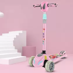 Three Wheel Children Baby Foldable Scooter Music 3-6-12 Years Old Step Single Foot Slide Kick Scooter
