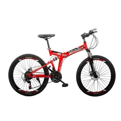 26 Inch Folding Mountain Bike With Double Disc Brakes Variable Speed Off Road Bike For Adults