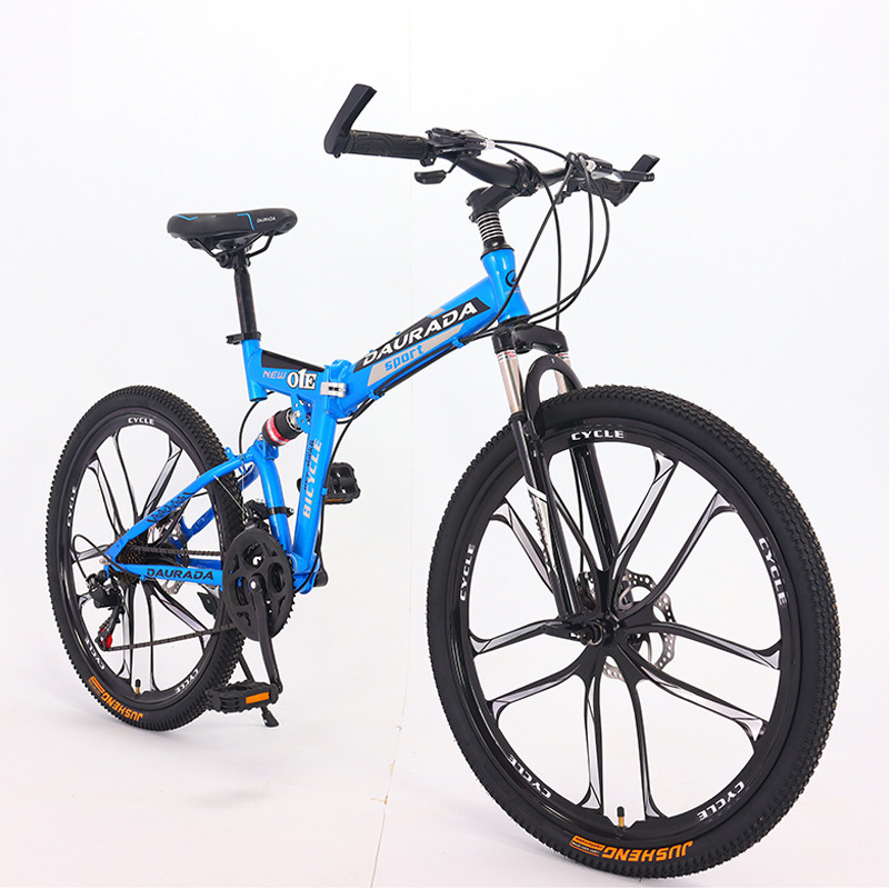 High Carbon Steel Double Disc Brake Soft Tail Frame Speed Variable Off Road Bicycle Folding Bike