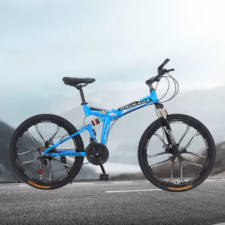 High Carbon Steel Double Disc Brake Soft Tail Frame Speed Variable Off Road Bicycle Folding Bike