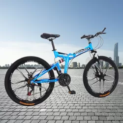 High Carbon Steel Double Disc Brake Soft Tail Frame Speed Variable Off Road Bicycle Folding Bike