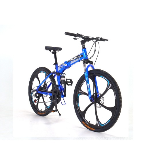 Wholesale 26 Inch Folding Mountain Bike 6 Blade Wheel High Carbon Steel Variable Speed Off Road Double Shock Absorb Bicycle