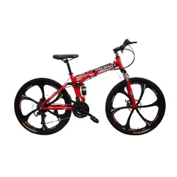 Wholesale 26 Inch Folding Mountain Bike 6 Blade Wheel High Carbon Steel Variable Speed Off Road Double Shock Absorb Bicycle