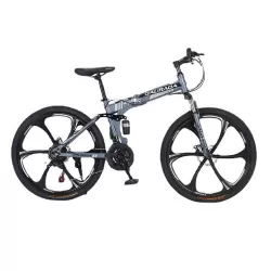 Wholesale 26 Inch Folding Mountain Bike 6 Blade Wheel High Carbon Steel Variable Speed Off Road Double Shock Absorb Bicycle