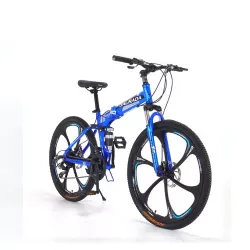 Wholesale 26 Inch Folding Mountain Bike 6 Blade Wheel High Carbon Steel Variable Speed Off Road Double Shock Absorb Bicycle