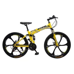 Wholesale 26 Inch Folding Mountain Bike 6 Blade Wheel High Carbon Steel Variable Speed Off Road Double Shock Absorb Bicycle